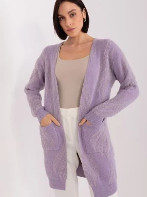 Damski kardigan z kieszeniami jasny fioletowy Wool Fashion Italia