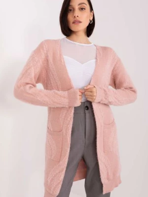 Damski kardigan z kieszeniami jasny różowy Wool Fashion Italia