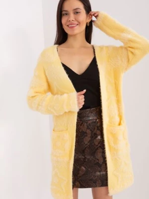 Damski kardigan z kieszeniami jasny żółty Wool Fashion Italia