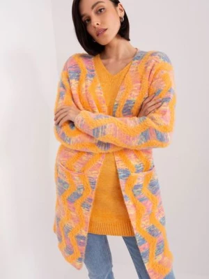 Damski kardigan z kieszeniami pomarańczowy Wool Fashion Italia