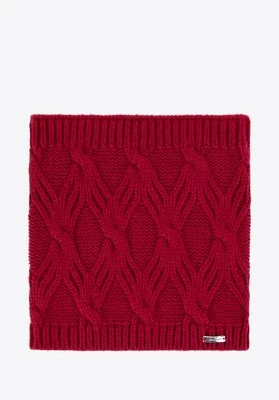 Damski komin z warkoczowym splotem bordowy Wittchen