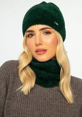 Damski komplet zimowy z miękkiej dzianiny ciemny zielony Wittchen