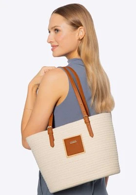 Damski koszyk z domieszką bawełny beżowy Wittchen
