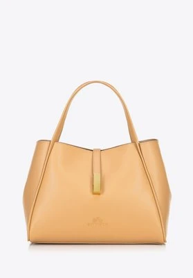 Damski kuferek skórzany z wyjmowaną saszetką beżowy Wittchen