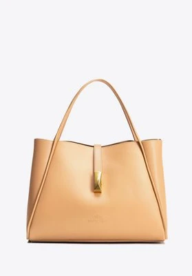 Damski kuferek skórzany z wyjmowaną saszetką beżowy Wittchen