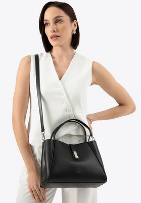 Damski kuferek skórzany z wyjmowaną saszetką czarno - srebrny Wittchen