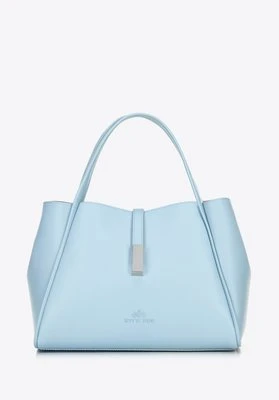 Damski kuferek skórzany z wyjmowaną saszetką niebieski Wittchen