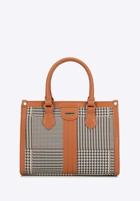 Damski kuferek w pepitkę z ekoskóry brązowy Wittchen