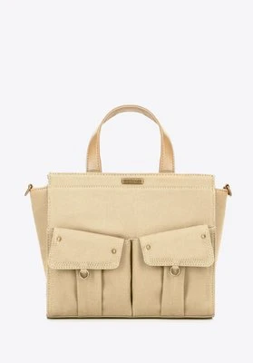 Damski kuferek z domieszką bawełny beżowy Wittchen