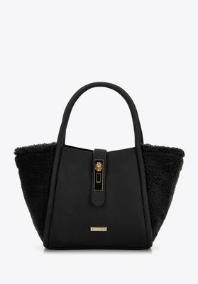 Damski kuferek z ekoskóry i futerka czarny Wittchen
