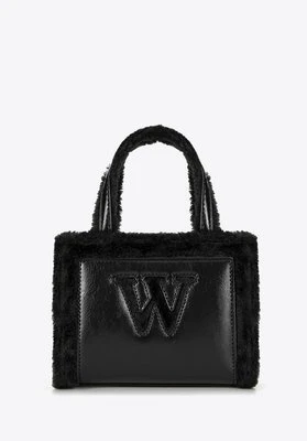 Damski kuferek z ekoskóry obszyty futerkiem czarny Wittchen