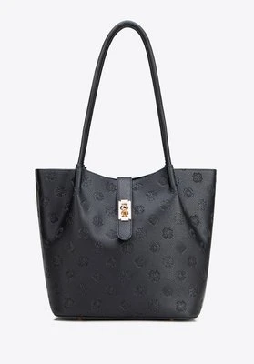 Damski kuferek z ekoskóry z tłoczoną sygnaturą duży czarny Wittchen