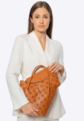 Damski kuferek z ekoskóry z tłoczoną sygnaturą jasny brąz Wittchen