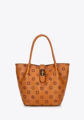 Damski kuferek z ekoskóry z tłoczoną sygnaturą jasny brąz Wittchen