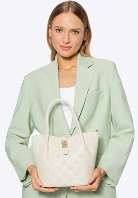 Damski kuferek z ekoskóry z tłoczoną sygnaturą kremowy Wittchen