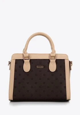 Damski kuferek z ekoskóry z tłoczonym logo brązowy Wittchen