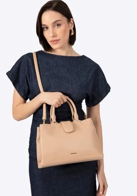 Damski kuferek z imitacji skóry dwukomorowy beżowy Wittchen