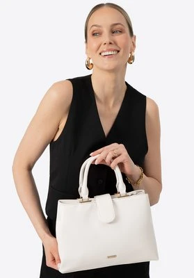 Damski kuferek z imitacji skóry dwukomorowy kremowy Wittchen