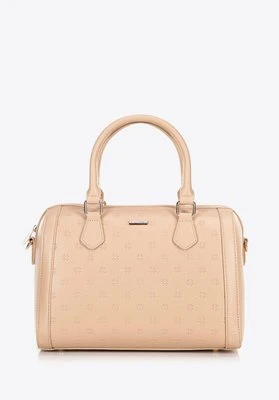 Damski kuferek z imitacji skóry w sygnaturę beżowy Wittchen