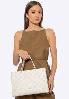 Damski kuferek z imitacji skóry w tłoczoną sygnaturę kremowy Wittchen