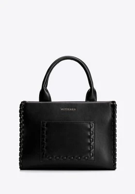 Damski kuferek z imitacji skóry z dekoracyjną plecionką czarny Wittchen