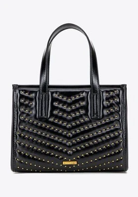 Damski kuferek z imitacji skóry z dżetami czarno - złoty Wittchen