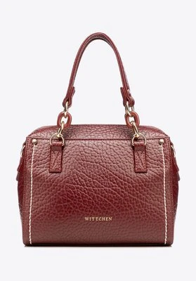 Damski kuferek z imitacji skóry z kontrastowym przeszyciem bordowy Wittchen