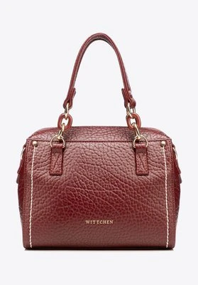 Damski kuferek z imitacji skóry z kontrastowym przeszyciem bordowy Wittchen