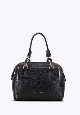 Damski kuferek z imitacji skóry z kontrastowym przeszyciem czarny Wittchen