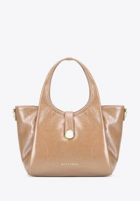 Damski kuferek z imitacji skóry z odpinanym paskiem beżowy Wittchen