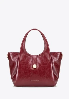 Damski kuferek z imitacji skóry z odpinanym paskiem bordowy Wittchen