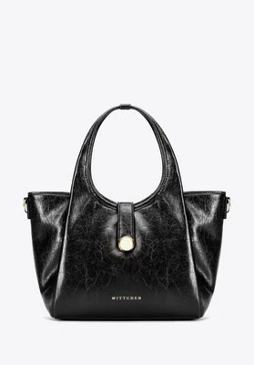Damski kuferek z imitacji skóry z odpinanym paskiem czarny Wittchen