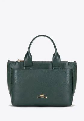 Damski kuferek z naturalnej skóry z odpinanym paskiem ciemnozielony Wittchen