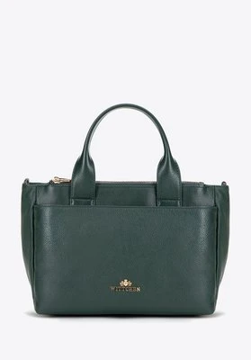 Damski kuferek z naturalnej skóry z odpinanym paskiem ciemnozielony Wittchen