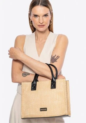 Damski kuferek z plecionki beżowo - czarny Wittchen