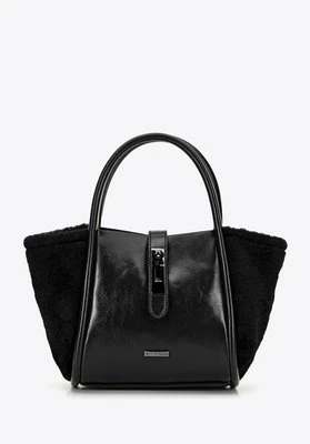 Damski kuferek z połyskliwej ekoskóry czarny Wittchen
