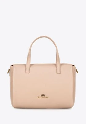 Zdjęcie produktu Damski kuferek ze skóry beżowy Wittchen