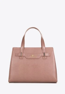 Damski kuferek ze skóry lizard różowy Wittchen