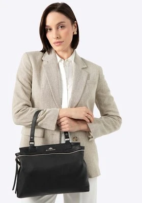 Damski kuferek ze skóry naturalnej czarno - srebrny Wittchen