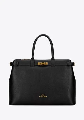 Damski kuferek ze skóry naturalnej groszkowej czarny Wittchen