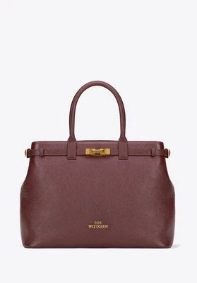 Damski kuferek ze skóry naturalnej o fakturze groszkowej bordowy Wittchen