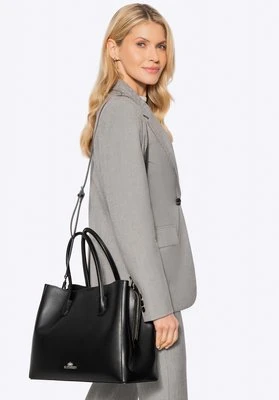 Damski kuferek ze skóry naturalnej trójkomorowy czarno - srebrny Wittchen