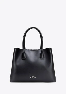 Damski kuferek ze skóry naturalnej trójkomorowy czarno - srebrny Wittchen