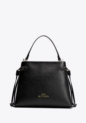 Damski kuferek ze skóry naturalnej z troczkami czarno - złoty Wittchen