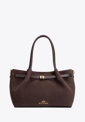 Damski kuferek ze skóry naturalnej zamszowej ciemny brąz Wittchen