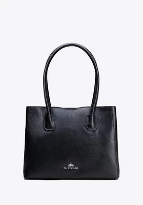 Damski kuferek ze skóry trójkomorowy czarno - srebrny Wittchen