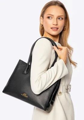 Damski kuferek ze skóry trójkomorowy czarno - złoty Wittchen