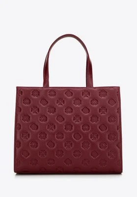 Damski kuferek ze skóry z tłoczeniem bordowy Wittchen