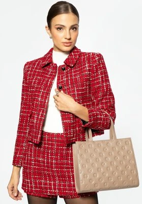 Damski kuferek ze skóry z tłoczeniem ciemny beż Wittchen