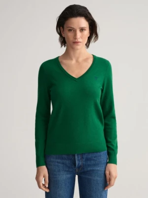 Damski Lekki Sweter z Wełny Jagnięcej z Dekoltem W Kształcie Litery V GANT